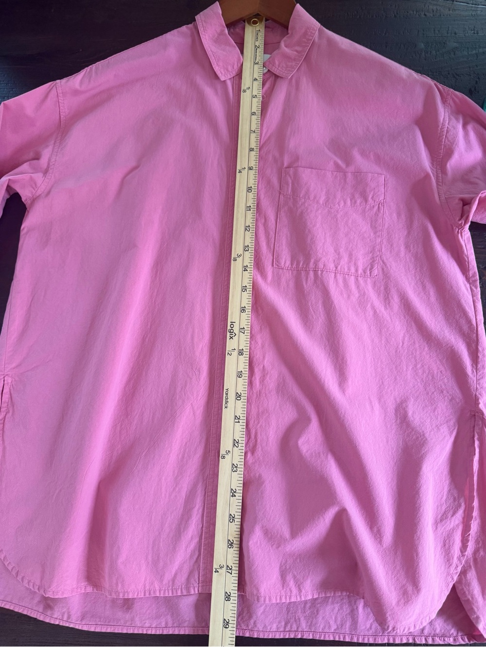 Madewell Pink Oversized Poplin Button Down Shirt Pocket Long Sleeve XXS XS - Picture 7 of 9